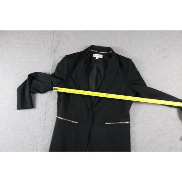 New Nanette Lepore Blazer Womens 6 Black Tuxedo Gold Colored Zipper Pockets - Picture 5 of 6